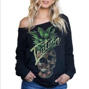 Small iration slouchy crewneck pineapple skull